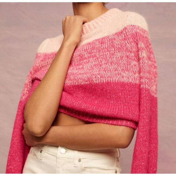 Banana Republic XS Petite Ombre Pink Wool Blend alpaca colorblock Sweater nwot - Picture 8 of 11